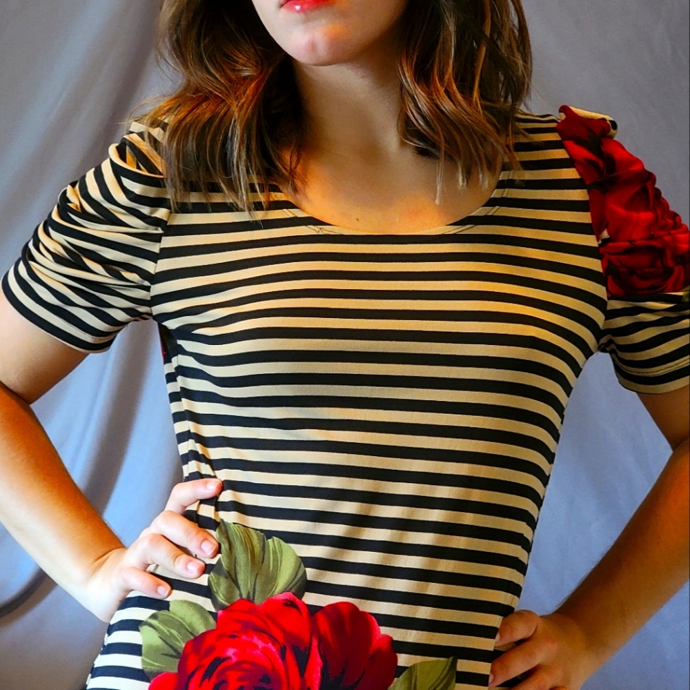 Sweet Storm cream and black striped dress